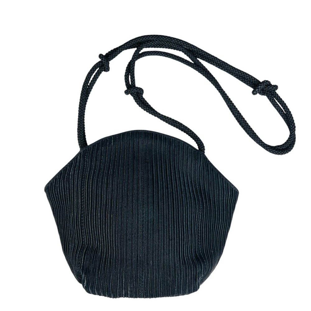 Vintage De Vecchi Hamilton Hodge Black Ribbed Satin Evening Shoulder Bag Italy